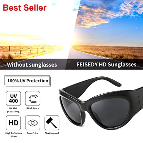 Oversized Shield Sunglasses UV400 Protection Wrap Around Futuristic